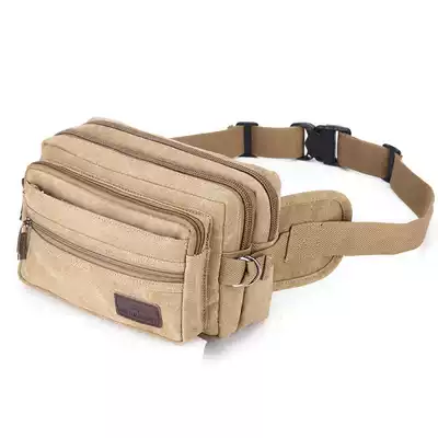 Men's fanny pack summer canvas 2021 new multi-function bag running multi-layer money collection summer messenger bag bag men