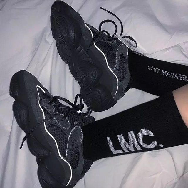 Korean style trendy brand LM* classic letters street style versatile letter ins mid-calf socks for men and women