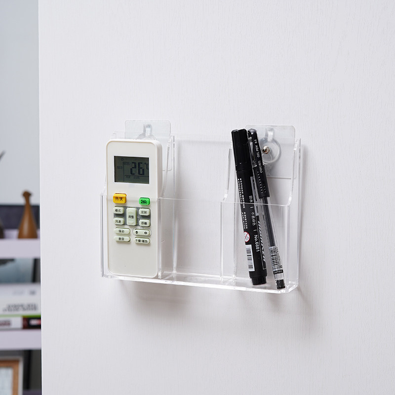 Remote control containing box hanging wall free of punching high transparent fixing case transparent shelve acrylic hanging wall case