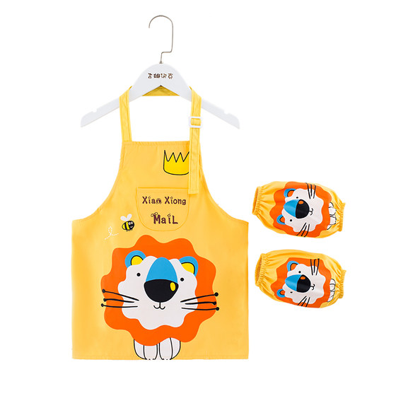 Children's apron art painting clothing waterproof and anti-dirty kitchen household painting coveralls cartoon boys and girls with sleeves