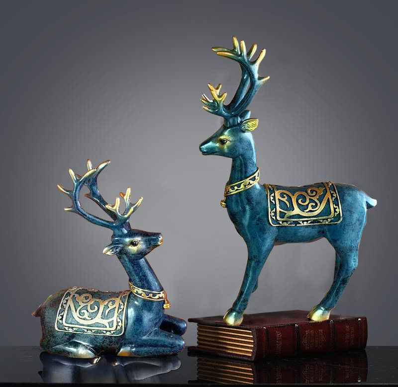 Recruit deer resin decoration process gifts decorated plum couple elk home living room TV cabinet decoration porch