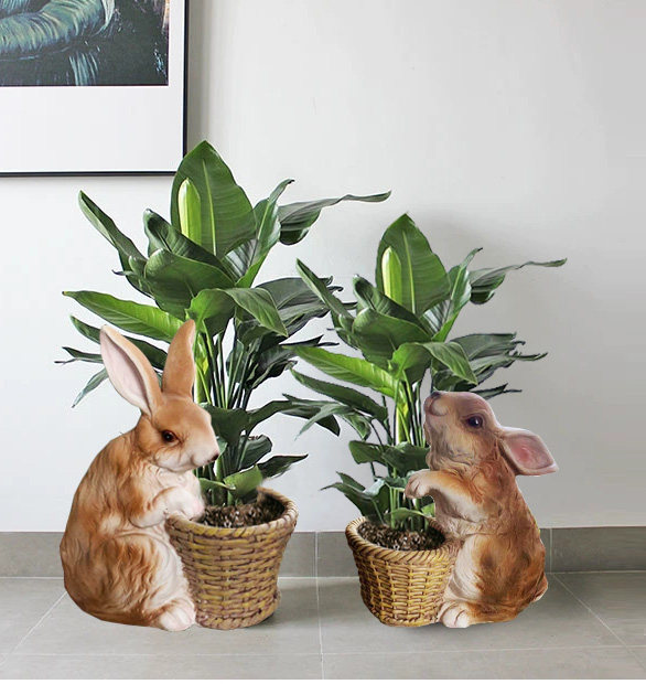 Creative Rabbit Animal Flower Pot Flower Pot Garden Pot View Living Room Interior Desktop Decorated Potted Flower Device