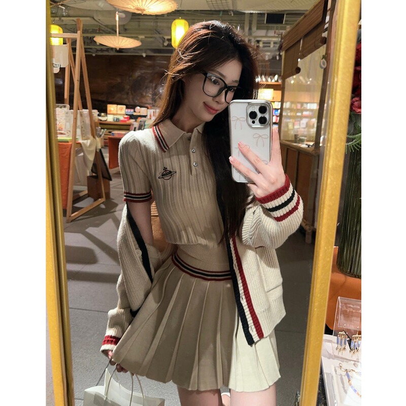 Miu Miu Style Outfit, Elegant and Sophisticated, Melard Style, Complete Set with a High-End British Preppy Style for Women, Autumn and Winter