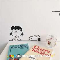ins Wind puppy wall sticker wallpaper girl heart Korean cartoon cute creative interior transformation self-adhesive decorative wallpaper
