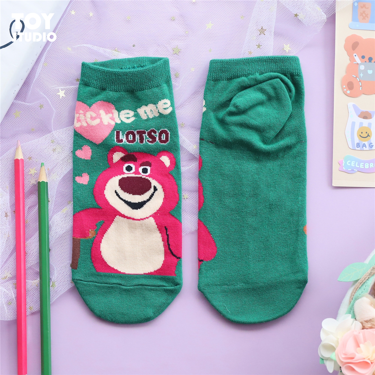 Strawberry Bear Socksthe republic of korea Cartoon Socks lovely girl student originality summer Stockings student adult Low top socks Thin pure cotton Socks