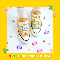 Girls cartoon bear shoes flower canvas shoes buckle summer couple cute creative personality sneakers decoration shoes flower