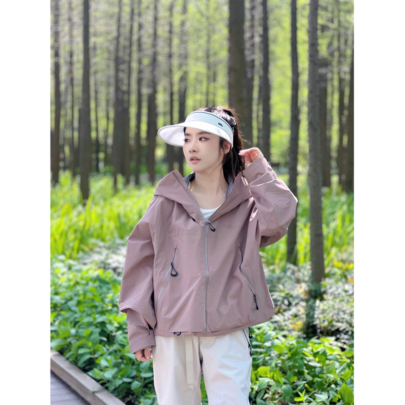 Rose Pink Windbreaker Jacket for Women 2026 Spring and Autumn New Outdoor Windproof Waterproof Hiking and Mountaineering Jacket