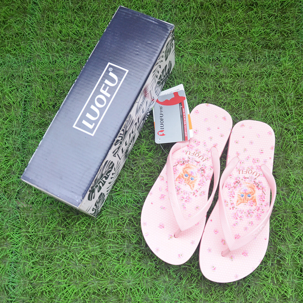 Rocompress 2019 Summer New Little Fresh Women Kitty Fashion Casual Ins Cute Herringbone Drag Lady Beach Sandals Sandals Shoes