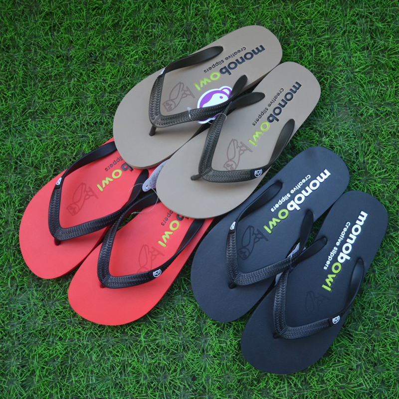 Thai Little Monkey Owl Monobo Men's Summer Rubber Non-Slip Sole Simple Beach Flip-Flops Sandals Free Shipping