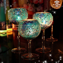 Mosaic Glass Mediterranean Candle Holder Pendulum Pieces Nordic Style Candlelight Dinner Props Romantic New Year Table Decorations