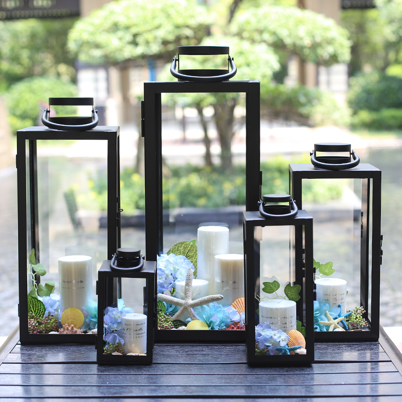 American European New Year Decorations Floor-to-ceiling Ornaments Portable Outdoor Wrought Iron Wind Lamp Horse Lantern Candlelight Dinner Candle Holder