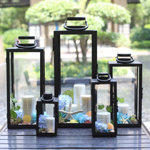 American European-style New Year decorations on floor swing pieces of hand outdoor iron art Wind lamp Horse light Candlelight dinner wax candle holder