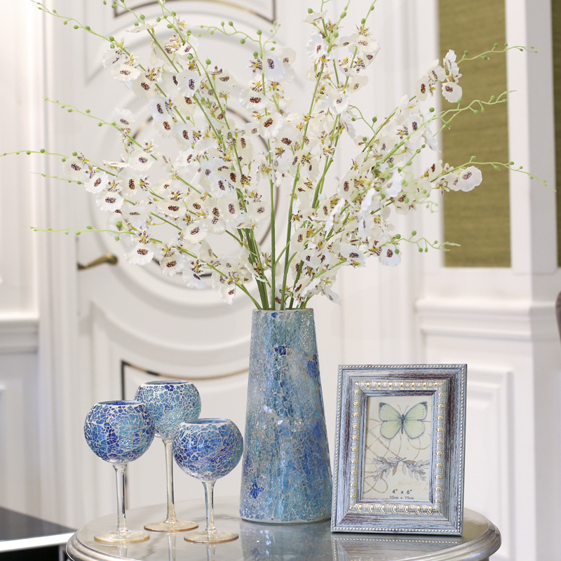American Mediterranean Glass Vase Ornament Living Room Flower Arranger Modern Simple Nordic Creative Dining Table Home Decoration