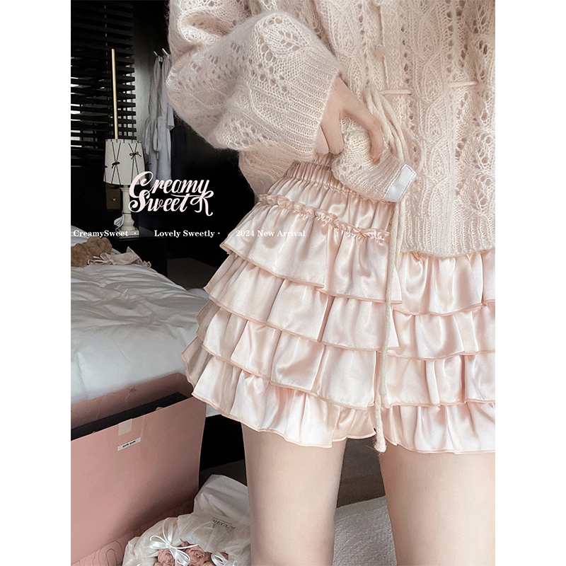 Creamysweet Watery Glow 2.0 Satin Pink Cake Skirt Women's High Waist Slimming Japanese Style Short Skirt Creamysweet Watery Glow 2.0 Satin Pink Cake Skirt Women's High Waist Slimming Japanese Style Short Skirt
