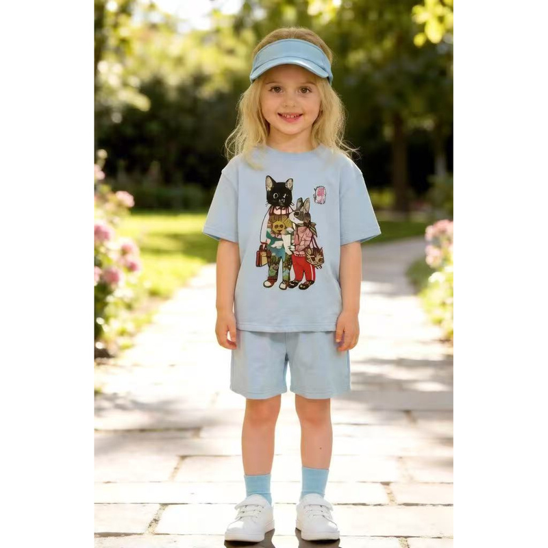 Leelam.26 Spring and Summer New Style Cotton Graffiti Young Lady Style T-Shirt Cartoon Print Round Neck Short-Sleeved T-Shirt