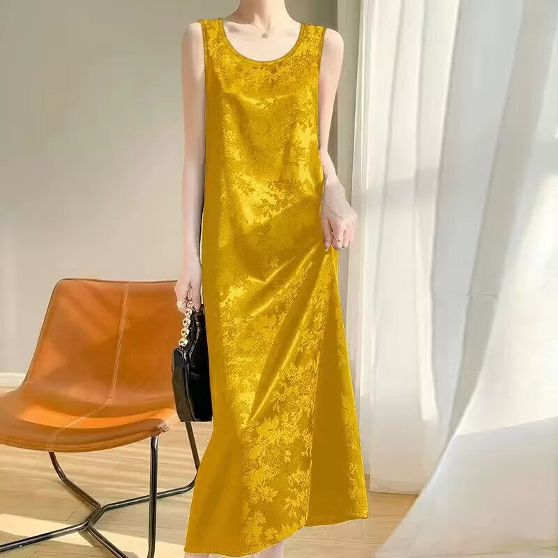 High-End Jacquard Tank Dress for Women, 2026 Summer New Style, Inner Wear Base Slip Dress, Outer Wear Long Dress for Women