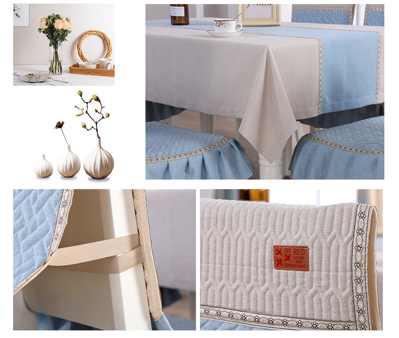 Bàn cà phê khăn trải bàn bằng vải cotton khăn trải bàn hình chữ nhật bàn ăn và ghế bọc đệm đặt ghế bao gồm chung khăn trải bàn hoa văn
