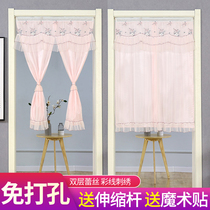 Door curtain half curtain short curtain half curtain curtain partition curtain kitchen half curtain bedroom bathroom non-punching