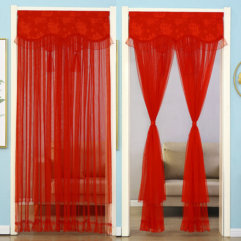 red wedding door curtain wedding door hanging door bedroom with wedding countryside decoration hanging curtain yarn anti-mosquito stiletto and semi-curtain