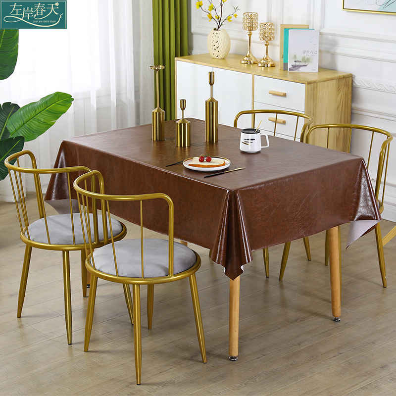 Dining table tablecloth 2021 new high-end American rectangular leather tablecloth retro square table can be scrubbed pvc