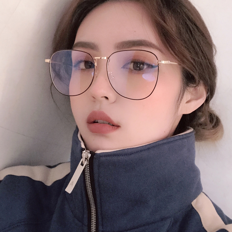 Plain glasses female Korean version of the tide net red anti-blue light eye protection anti-radiation flat mirror net red big frame glasses frame female