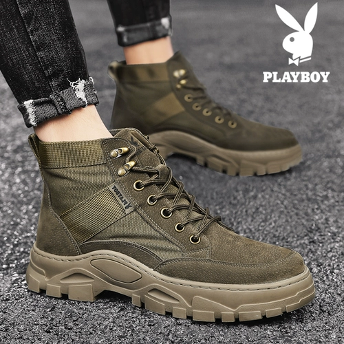 Playboy, Martens, мужская высокая зимняя тканевая универсальная трендовая обувь в английском стиле, в британском стиле, в корейском стиле