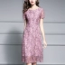 Ink Qinghua 2019 hè mới tay ngắn nữ khí chất thanh lịch Slim Một chiếc váy thêu lưới hình con lắc - Sản phẩm HOT quần áo nữ Sản phẩm HOT