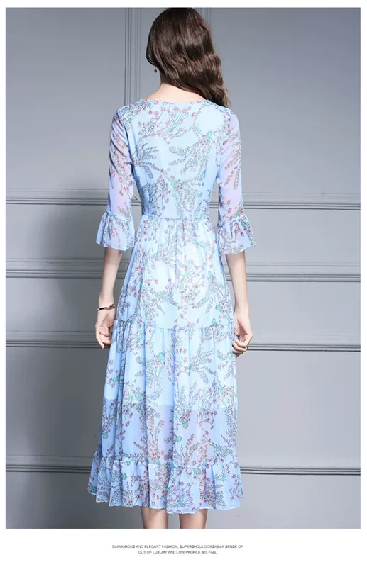 Ink Qinghua 2019 xuân hè mới dành cho nữ thời trang dài váy xòe rộng thanh lịch - Sản phẩm HOT thời trang đi biển cho nữ