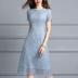 Mực Qinghua 2018 mùa hè tính khí mới thanh lịch mỏng đơn giản Một từ váy thời trang eo đầm ren đầm công sở cao cấp Sản phẩm HOT
