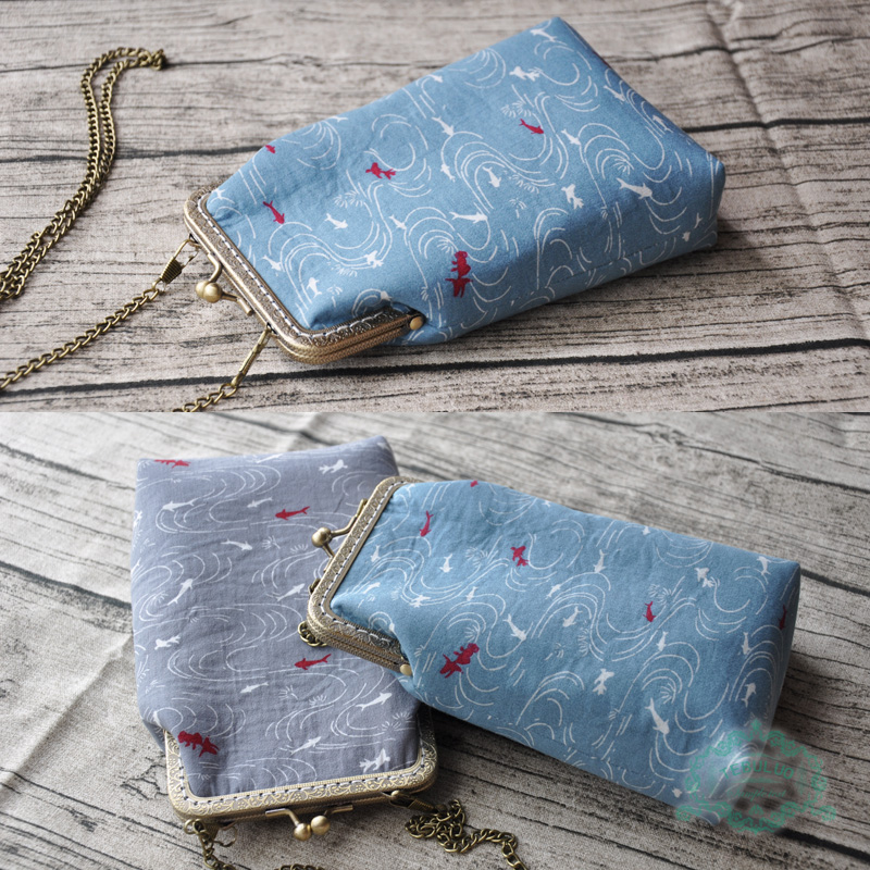 Original artisanal cotton retro art and fabric koi koi gold bag mobile phone slant bag bag pocket wallet woman