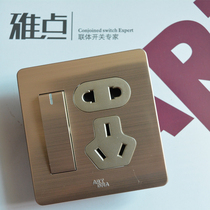 Type 86 Elegant Dot A66 Home Golden Wire Drawing With Switch Socket Single Control Double Control 10A Open Five Hole Panel