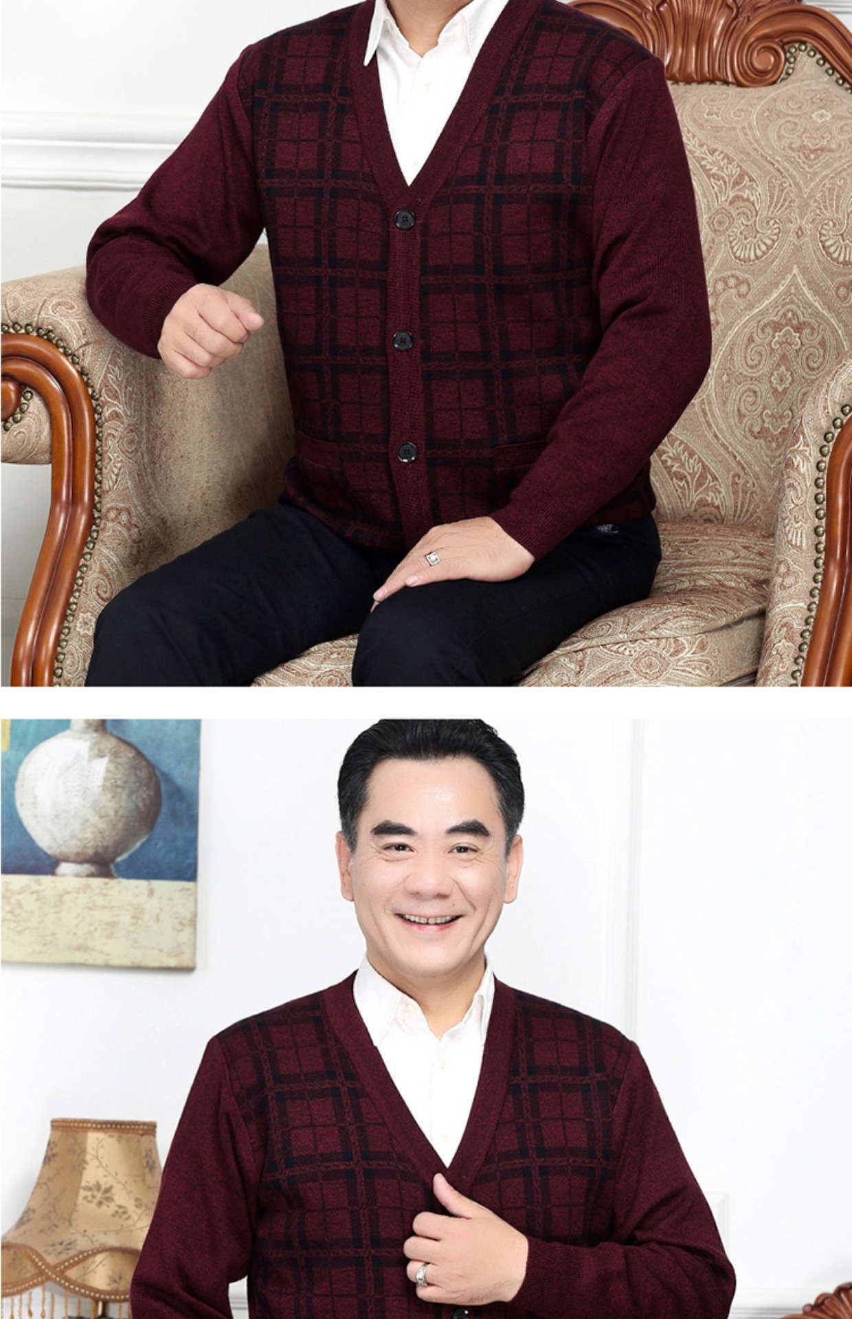 Áo len trung niên mùa đông cho nam áo thun dài tay nam
