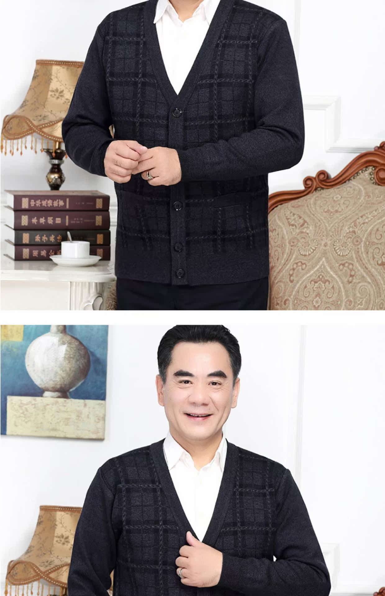 Áo len trung niên mùa đông cho nam áo thun dài tay nam