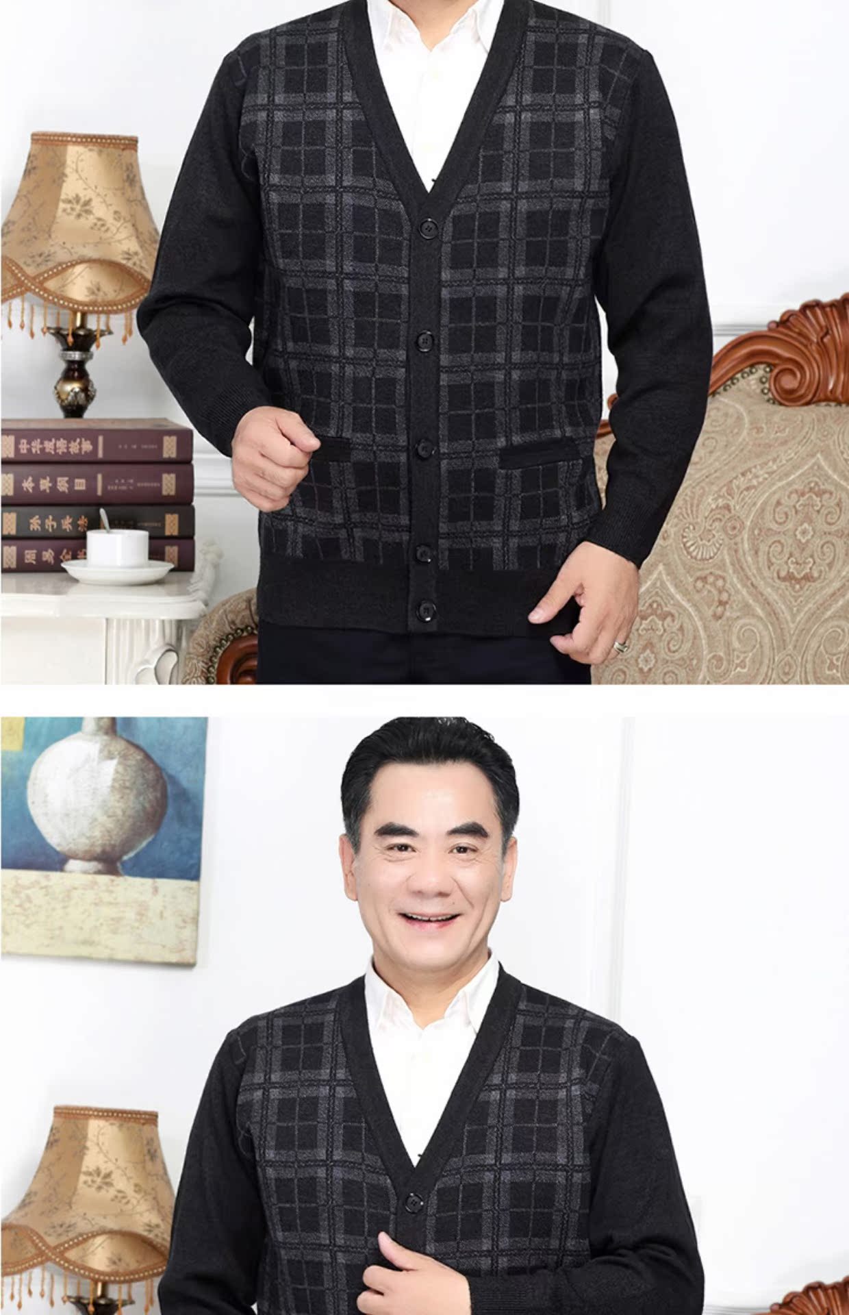 Áo len trung niên mùa đông cho nam áo thun dài tay nam