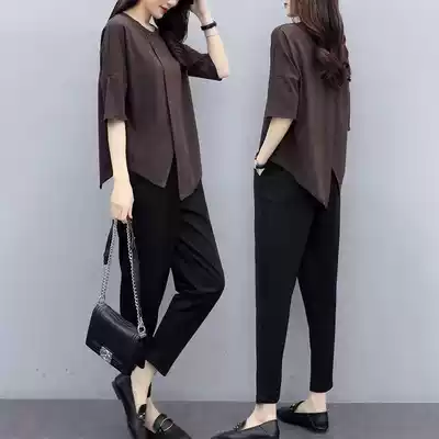 Li Dafei MM fashion suit 2021 summer new loose belly cover thin two-piece Western style age-reducing large size women's clothing