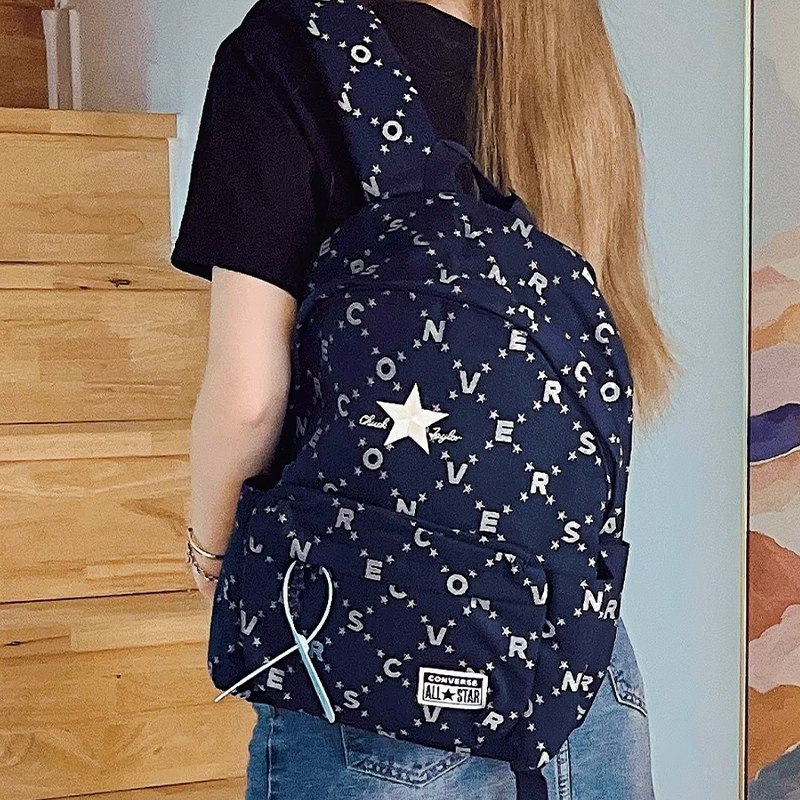Converse Large Children's Backpack with All-Over Vintage Print, Large Capacity School Backpack Cv2413014Ps-001