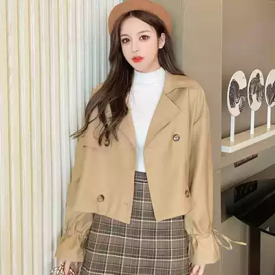 Van Chy short version trench coat women 2021 Winter new Korean version of loose Joker fried street small man coat coat women