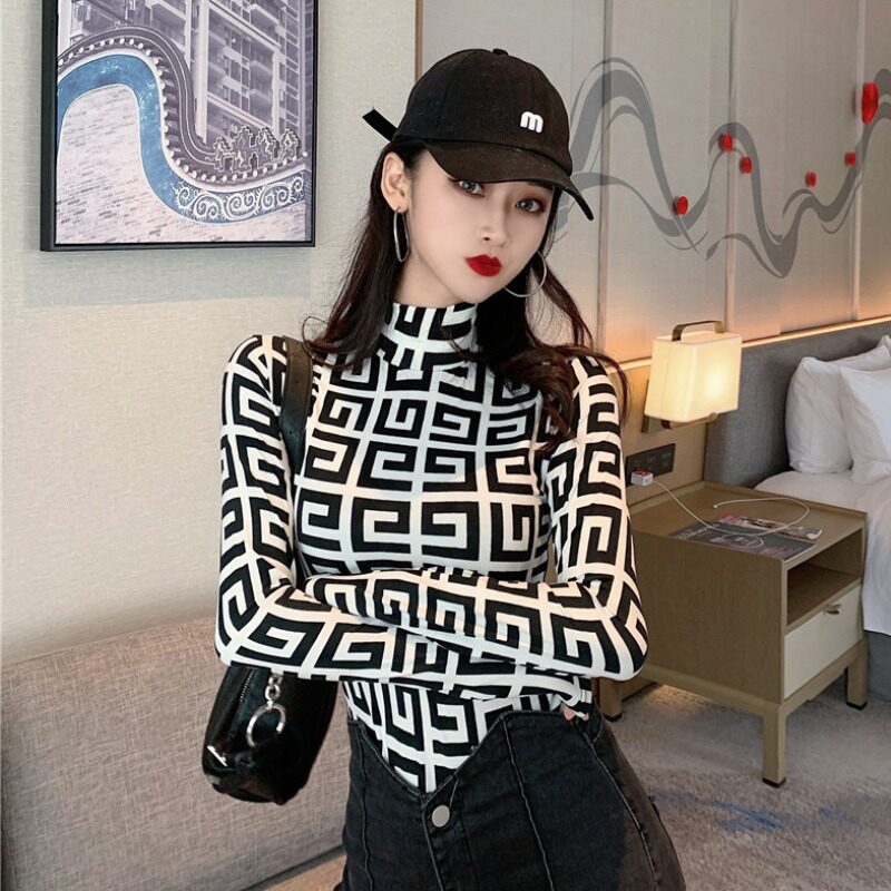 Vanhey Half-Tao Tie Shirt New Mode in Autumn and Winter Fix Slim Fashion and Ocean T-shirt