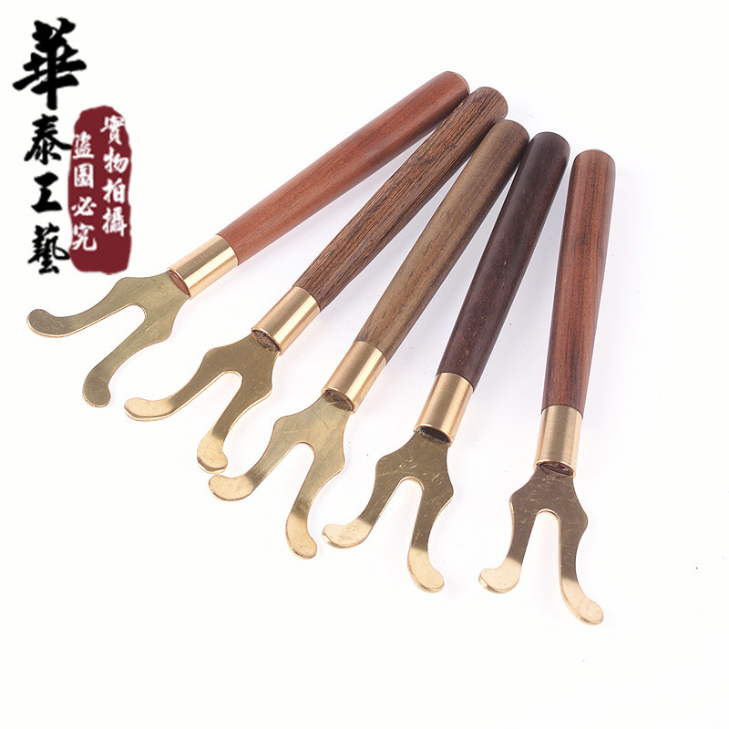 Tea Tray Accessories Black Sandalwood Iron Pot Fork Pure Copper Head Tea Fork Tea Clip Tea Duct Spare Parts Japanese Iron Pot Lid Fork Tea Tweezers