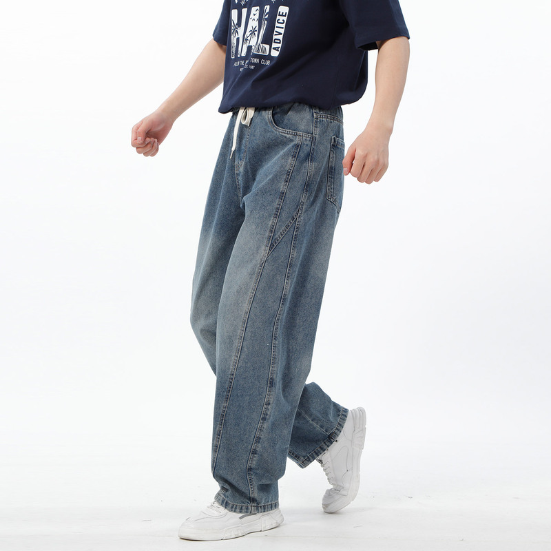 Yibengpu Men's Clothing Mall Same Style Basic Split-Fit Jeans 2026 Vintage Straight-Leg Pants T10256 Yibengpu Men's Clothing Mall Same Style Basic Split-Fit Jeans 2026 Vintage Straight-Leg Pants T10256