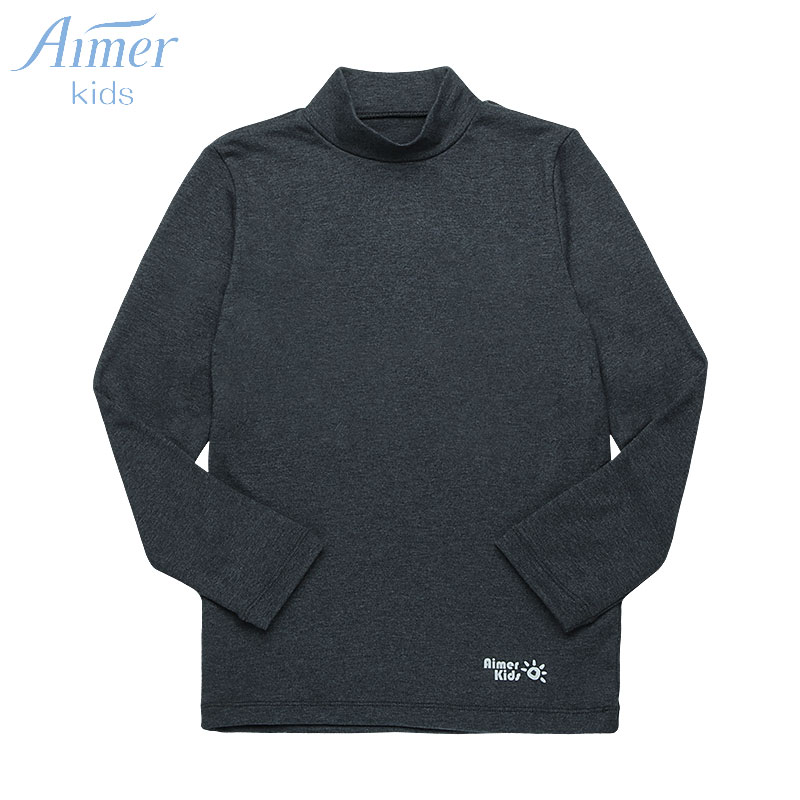 AIMER Child warm-up warm boy half height collar Long sleeves blouses wool underwear AK272P12