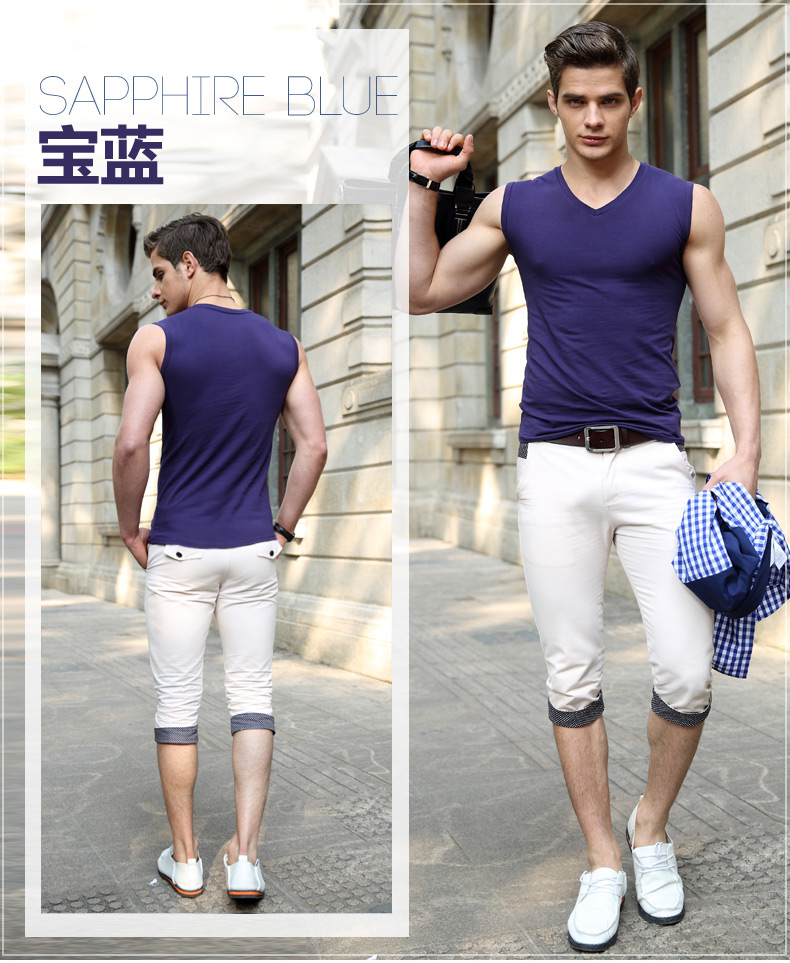 Của nam giới vest nam mùa hè cotton thanh niên thoáng khí tight-fitting Slim không tay T-Shirt tập thể dục rộng vai vest