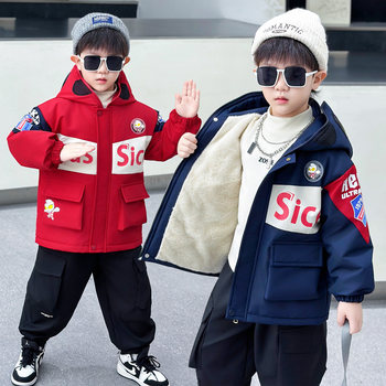 Children's Ultraman Clothing, Boys' Fleece-Lined Jacket, 2025 New Autumn and Winter Thickened Cotton Coat, Baby's Three-Proof Jacket