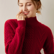 2021 autumn and winter New cashmere sweater womens semi-tall neck woolen sweater slim sweater top