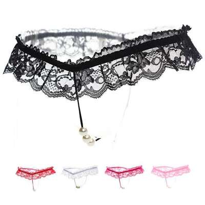 Sexy PP lace women's T-pants/thongs, pearl underwear, massage lace edge, low-waisted youth shorts