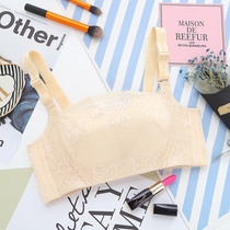Girl anti-light no steel rim thin bandeau bra thin cup white black gathered adjustable underwear lace