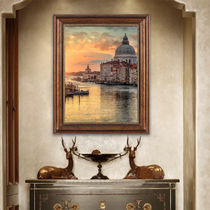 American porch decorative painting living room dining room hanging painting vertical corridor aisle murals European style retro architectural landscape oil painting