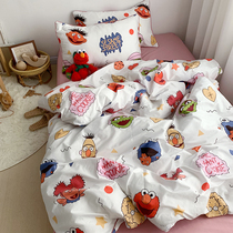  ins cartoon cute cotton 40 girls 1 2 1 5 1 8 student dormitory single double three four-piece bedding
