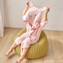  Soft cute cartoon cute childrens parent-child four seasons bathing vacation swimming absorbent bathrobe Western style pajamas home service