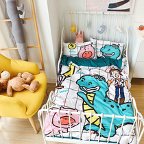  Cotton 60 satin four seasons cartoon soft cute baby crib kit Kindergarten dormitory four-piece bedding